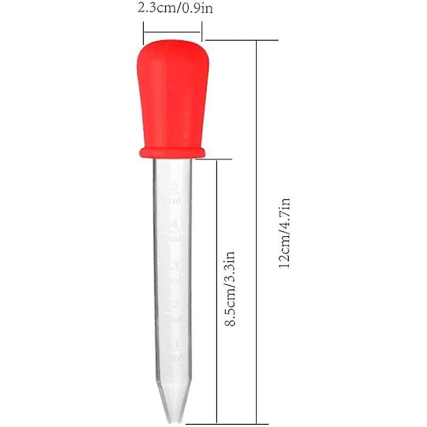 Flerfarvede silikoneplastpipetter med kuglespids - Pakke med 8 graduerede pipetter, 5 ml