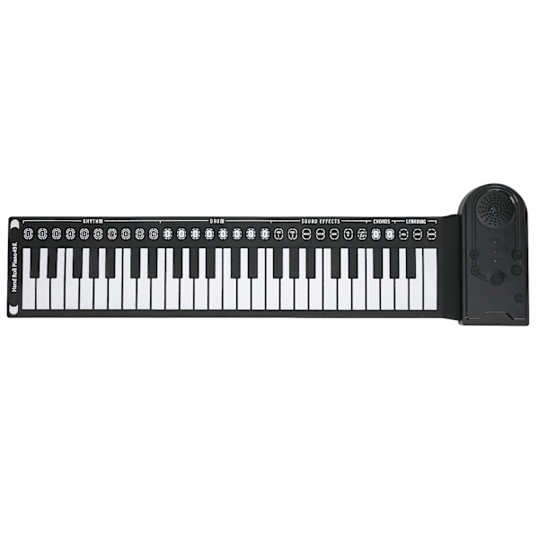 Bærbart elektronisk keyboard med 49 tangenter, håndrullende klaver til børn, børn, begyndere (sort)