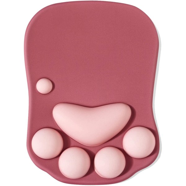 Musemåtte med håndledsstøtte, rød, Ergonomisk musemåtte, Kawaii katte-musemåtte, Silikone gel musemåtte, Skridsikker base, Til hjemmet/kontoret/gaming
