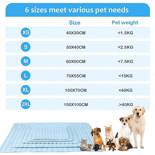 Køleunderlag til hunde og katte - XL-størrelse (100 x 70) - Vaskbar, skridsikker kølepude