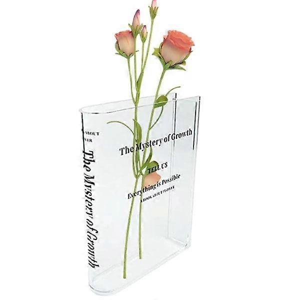 1 st 20*15*4 cm klar akrylbokvas, transparent vas för blommor, bokformad blomvas dekorativ vas