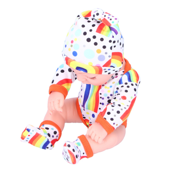Simulerad vinyl söt docka Reborn babydocka barn födelsedagspresent med färgglada kläder 25cmQ10‑025