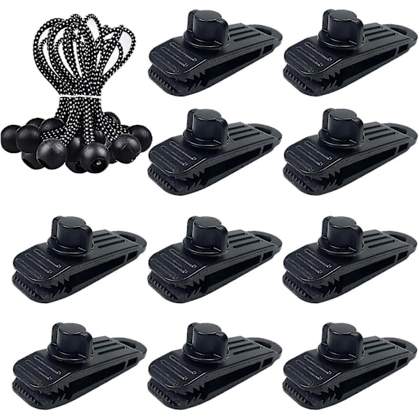 Kraftige presenningsclips, vindtætte clips til markiser, camping, campingvogne, bilovertræk, swimmingpoolovertræk (10+10 stk.) 8,3 cm