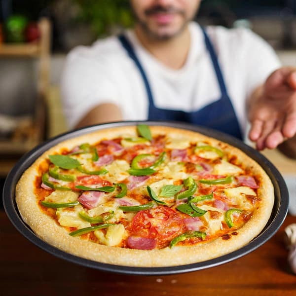 Rund Non-Stick Bageplade Pizzapande Kraftig Kulstofstål Pizzapande til Restaurant