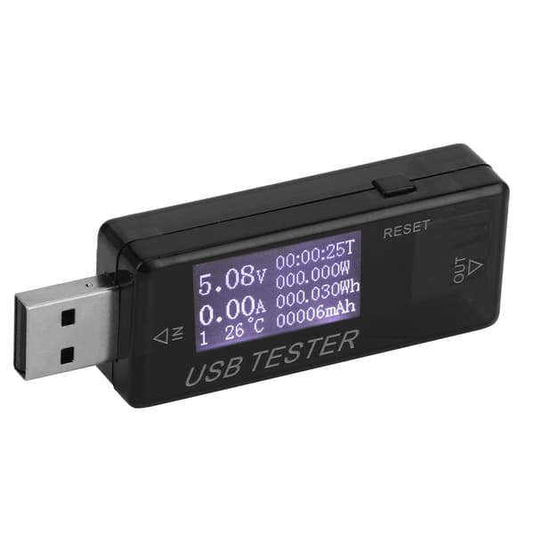 Testare Digital USB Spänning Ström Mätare Voltmeter 8 I 1 Detektor 0‑5A 0‑150W 4‑30VSvart