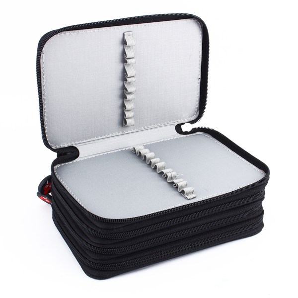 72 Indsættelse af Super Large Capacity Multilayer Pencil Pen Bag Pouch Kosmetisk etui Sort