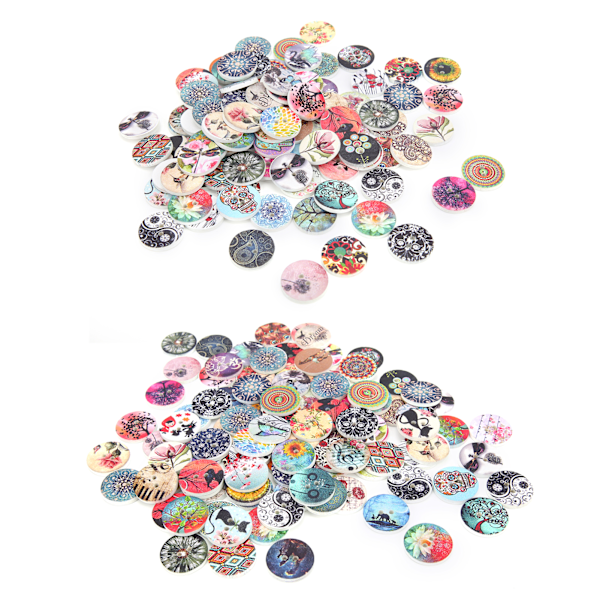 200 st träknappar, handgjorda, 2 hål, runda träknappar för sömnad, DIY-hantverk, 20 mm
