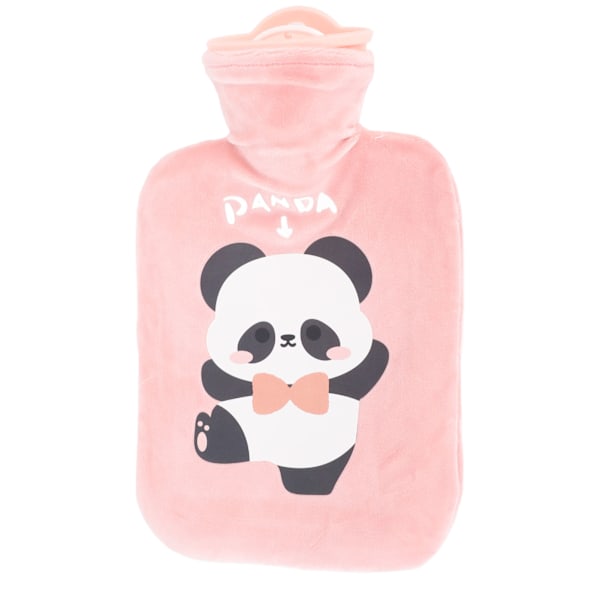 Varmtvannsflaske 1000ml Anti-eksplosiv Tykk PVC Plysjdesign Lekkasjesikker Gjenbrukbar Vannfylt Håndvarmerpose for Vinter Muskel Smerter Feber Rosa