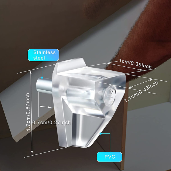 100st klar hyllstöd pinne 3 mm hylla plastfäste för möbler Hyllor Skåp Hållare pinnar Kit