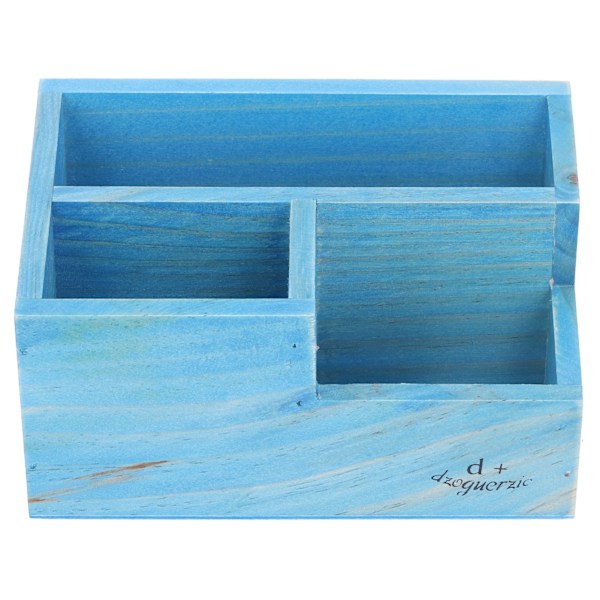 3-Grid Pen Holder Multifunction Wooden Pencil Container Desktop Storage Box Organizer