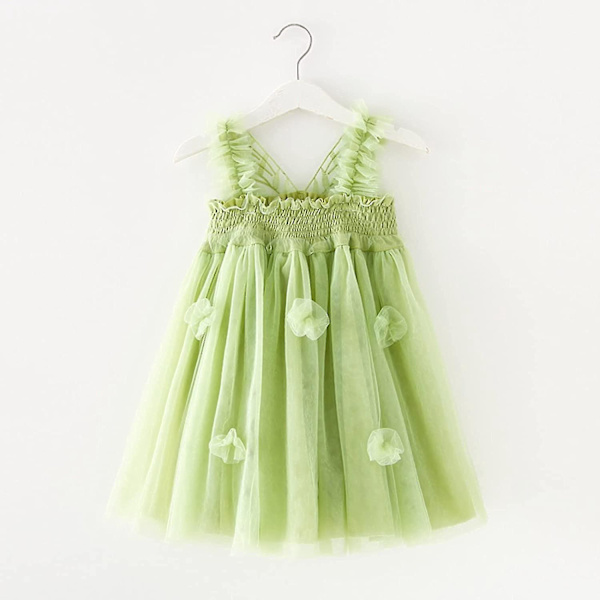 Sommerfuglevinge Tulle Prinsessekjole til Småbørn Piger 120CM - Grøn