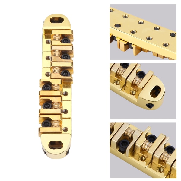 1 Set Alloy Roller Sadel Bridge Ersättningsdel för LP Style 6-strängad elgitarr (guld)