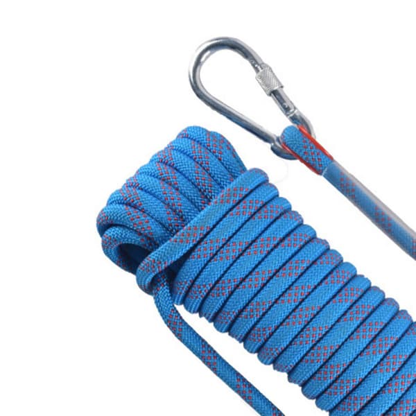 Sikkerhets Tau Multifunksjonelt Blått med Dobbel Kroker Polyester Rustfritt Stål Klatring Livline for Rappelling 10m/32.8ft