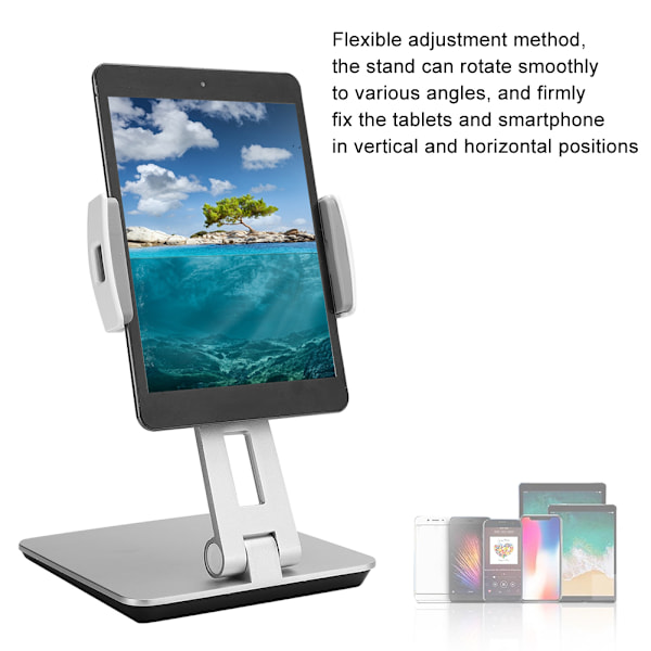 Universal tabletstativ i aluminiumslegering, løftbart, foldbart, justerbart stativ til 4-14 tommer tablets og smartphones
