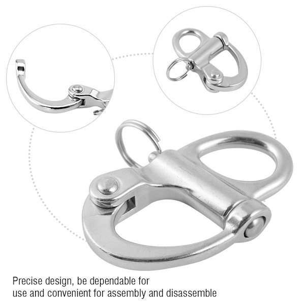 12*52mm Rustfrit stål Fast Snap Sjackle Quick Release med Rund Ring