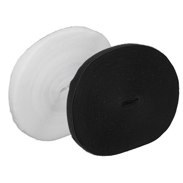 2 st kardborreband 25 m längd svart vit 2,5 cm bred mjuk nylon DIY skärning självhäftande kardborreband