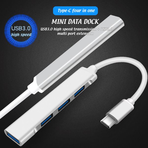 USB C -keskitin 4-porttinen USB C -keskitin multi sovitin pöytätietokoneisiin PC-kannettaviin matkapuhelimiin