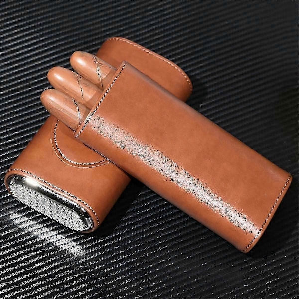 Cigar Etui Tre-Finger Bærbar Cigar Humidor PU Læder Etui Boks,