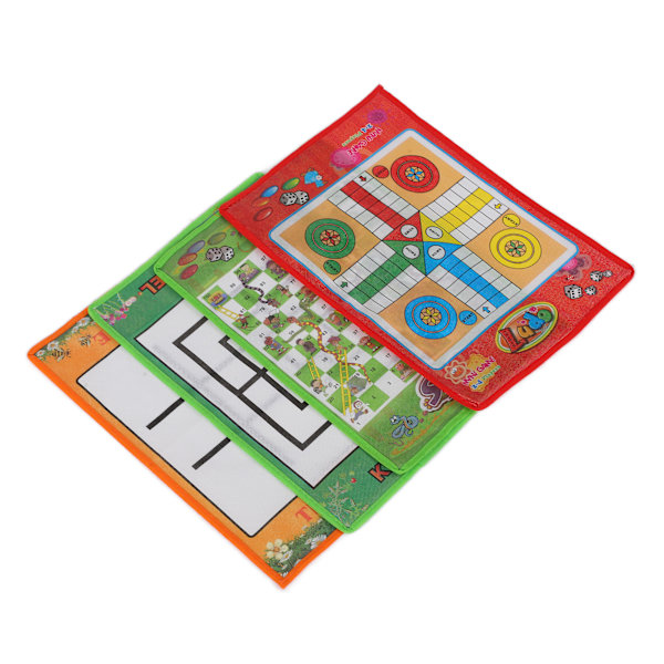 Snake and Ladder Kids Nio Män Morris Portable Flygande Schack Ludobräde för familjespel 4 i 1 set