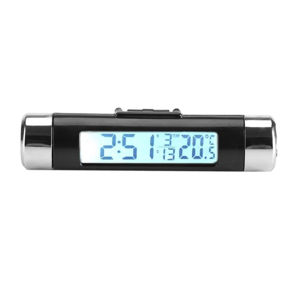 Clip-on Lastbilsbil LCD Termometer Bil Digital Bakgrundsbelysning Klockmonitor Vit Bakgrundsbelysning