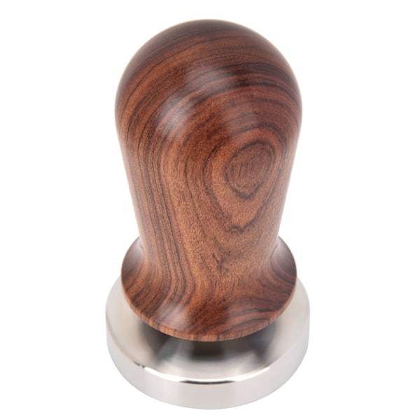 Kaffe Tamper i Træ med Flade Bund i Rustfrit Stål (51mm)