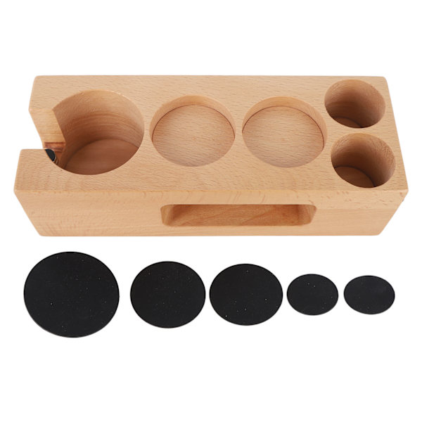 Trefot i tre for kaffepresser - Stativ for kaffepresser i tre til hjem, kafé, restaurant, hotell, kontor - 58 mm, 5 hull