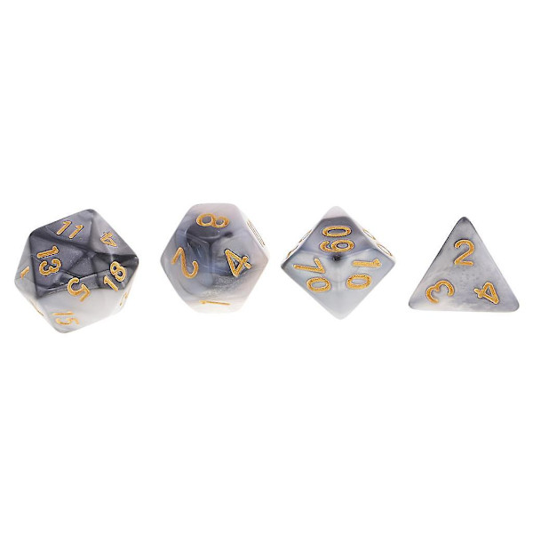 3 x 7 kappaletta monitahoisia noppia Dungeons and Dragons RPG -lautapeliin, harmaa valkoinen