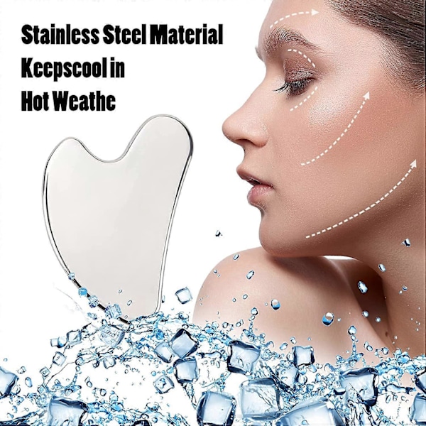 Visage Rustfritt Stål 304, Gua Sha Kropp Hjerteformet Stein, Gua Sha Metall for å Redusere Poser Under Øynene, Oppstramme Ansiktet,