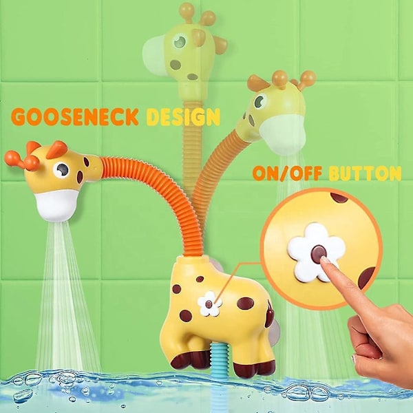 Giraf Badelegetøj til Småbørn Automatisk Sprinkler Sugkop Vandlegetøj til Børn 1-8 År Gul