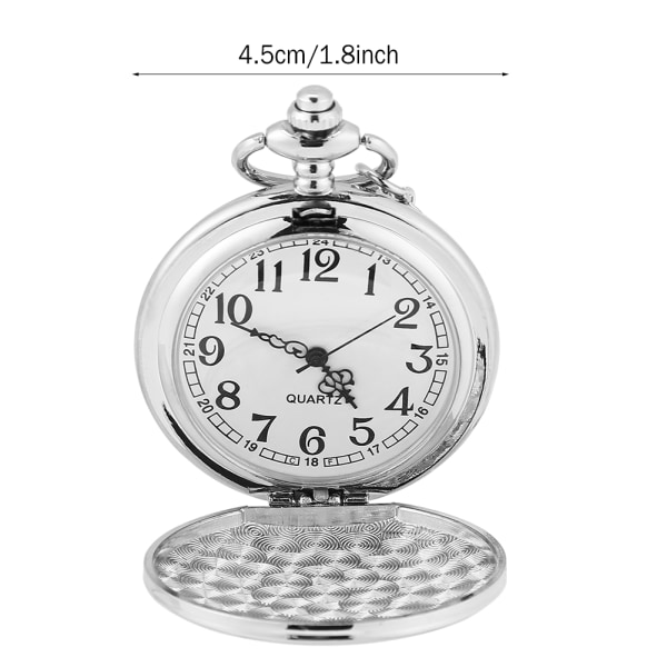 Klassisk Quartz Analog Smooth Pocket Watch Halsbandshänge med kedja Silver