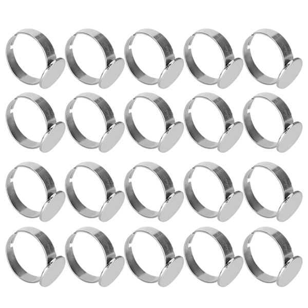 20 stk flate ringbaser justerbar rustfritt stål halvferdig DIY smykker tilbehør 12mm