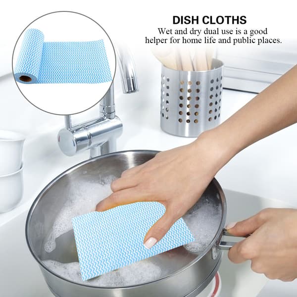 50 st engångs non-stick olja non-woven dammvippa disktrasa handduk för kök (blå)
