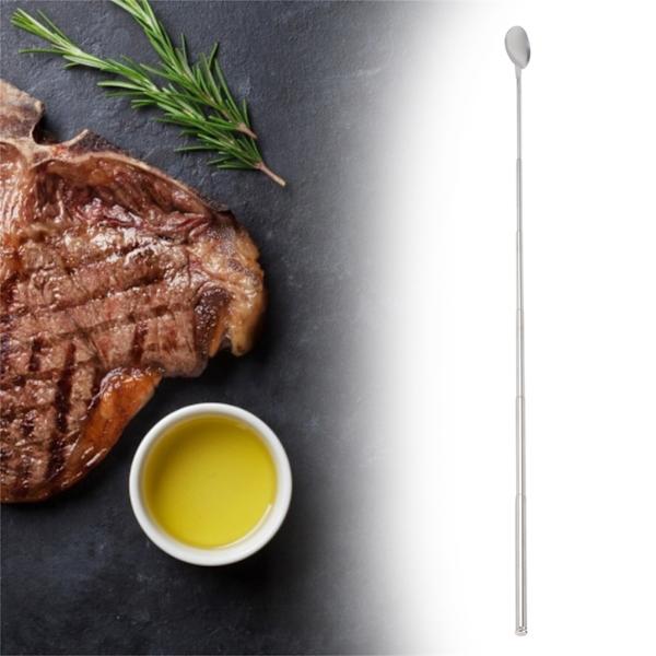 Rustfrit stål 62cm lang teleskopisk omrørningsske strækbar til grillbestik