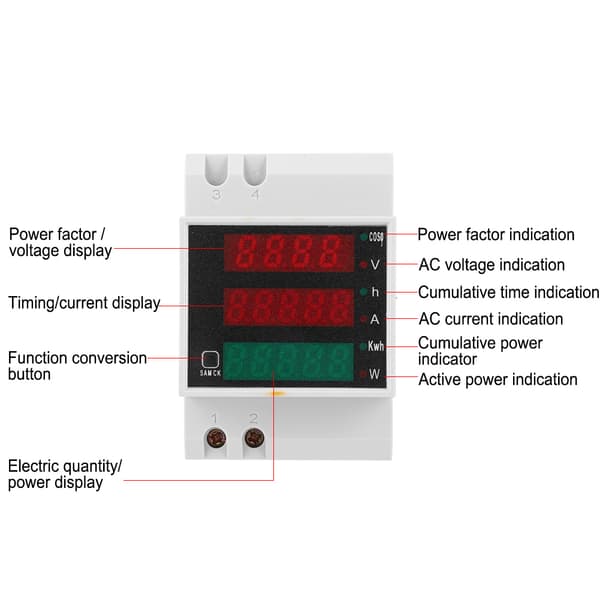 D52-2047 multifunksjonell elektrisk måler digital skjerm strøm spenning effektfaktor måler AC200~450V - 1 stk