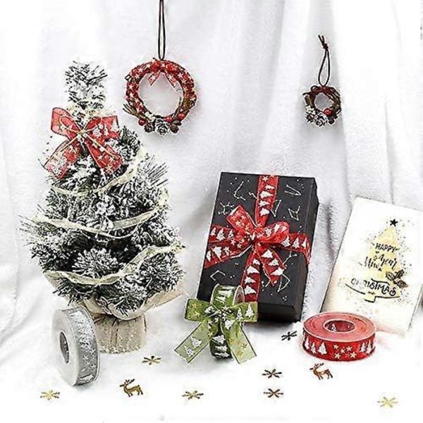 Set med 2 Julband Paljetter Design Julelement 2,5cm x 5 m (Grå,Grön)