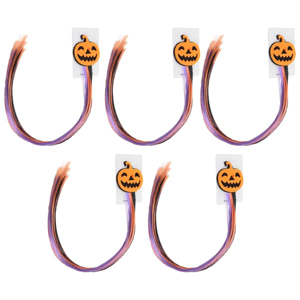 5 stk. farverige hårextensions stilfulde dekorative Halloween-tilbehør til barn, pige, kvinde, græskar