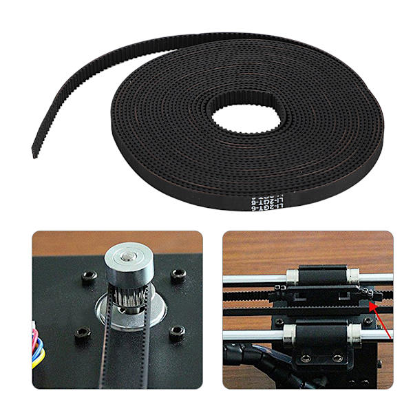 3D-skrivare tillbehör 5mx6mm svart gummi kuggrem Synchronous Wheel Kit för Prusa / MendelMax