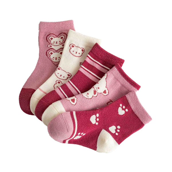 Barnstrumpor Cartoon Mönster Mid Calf Kammad Bomull Småbarnsstrumpor för Höst Vinter S ( för 1‑3 År Gamla )