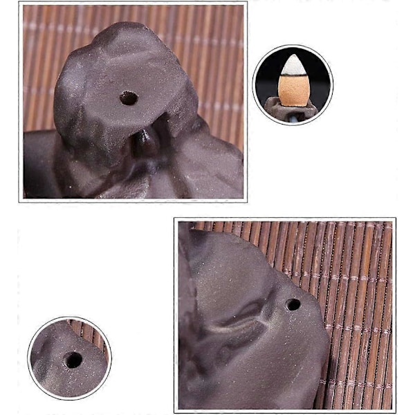 Røkelsesbrenner med Tilbakestrømning, Liten Munk Buddha Røkelsesholder Tårnkjegler Pinner Holder, Røkelsesholder