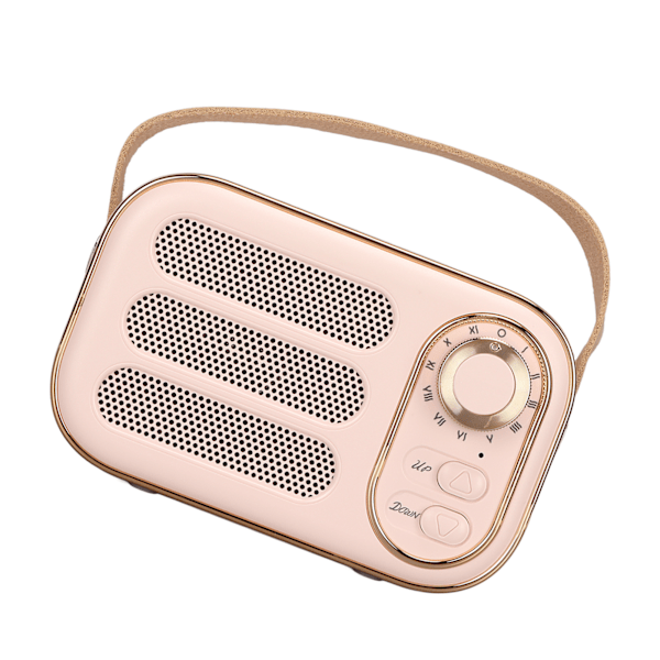 Bluetooth-højttaler Stereo HiFi-lyd USB-opladning Retro bærbar trådløs højttaler til hjemmet Rejse Pink