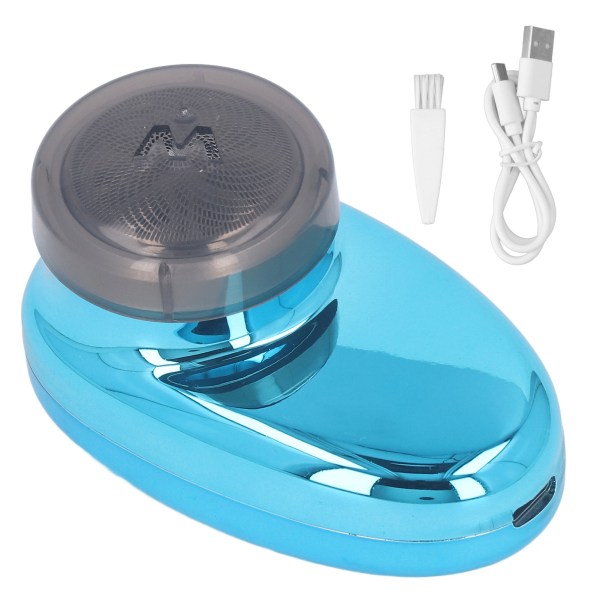 Trådløs mini skægtrimmer bueformet folie USB genopladelig vandtæt digital skærm skægklipper blå