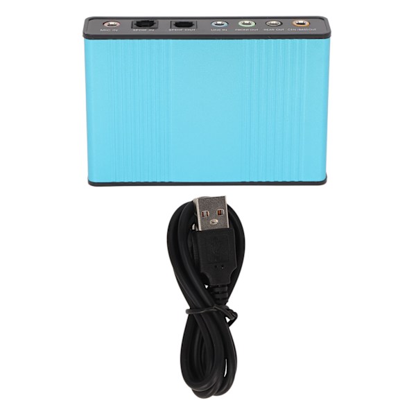 USB äänikortti 6-kanavainen 48 kHz näytteenottotaajuus analoginen toisto tallennus ulkoinen äänikortti PC:lle kannettavalle tietokoneelle Sininen