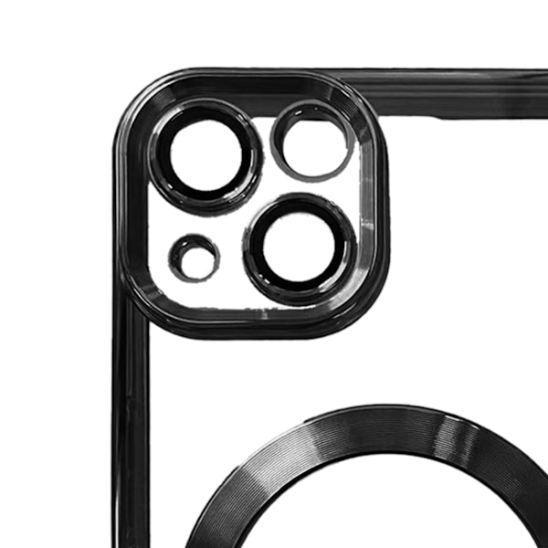 Trendigt elektropläterat magnetiskt sugfodral för iPhone, svart, för iPhone 13