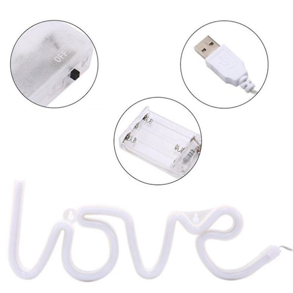 Neon Love Skyltar Lampa LED Love Dekorativ Konst Marquee Skylt - Dekoration (Rosa)