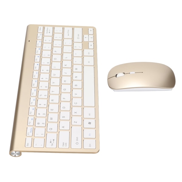 Tangentbord Mus Set 2.4G trådlöst 78 nycklar USB Tunna Etsade Keycaps Ergonomi Mute Button Datortangentbord Mus Guld