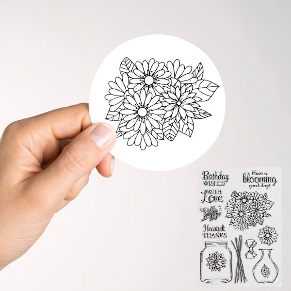 Transparent gummistempel blomstervas tätning med stansverktyg DIY för scrapbooking hantverkskollektioner