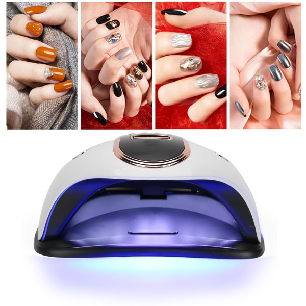 168W LED UV Nail Tørker Lampe Bærbar Timing Gel Polish Nail Curing Machine 100-240VEU Plugg