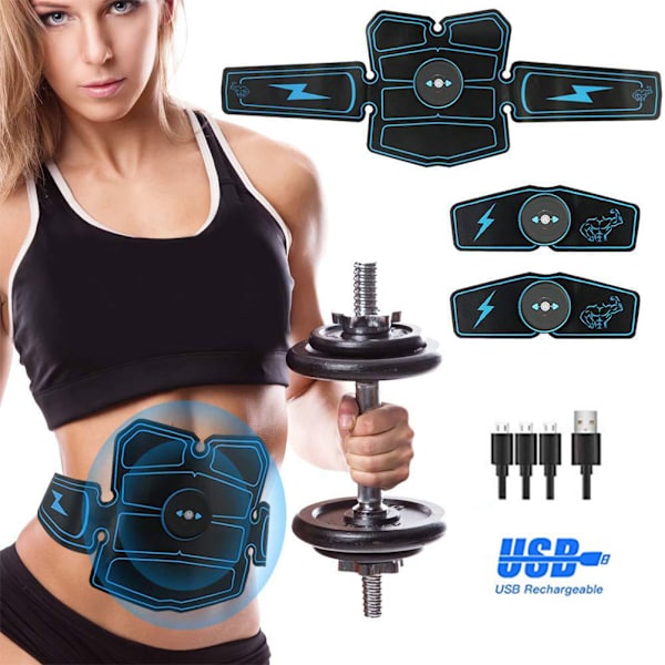 ABS Stimulator Muskeltoning Bälte Magträning USB Laddning EMS Tränings Hemmakontor Fitnessutrustning