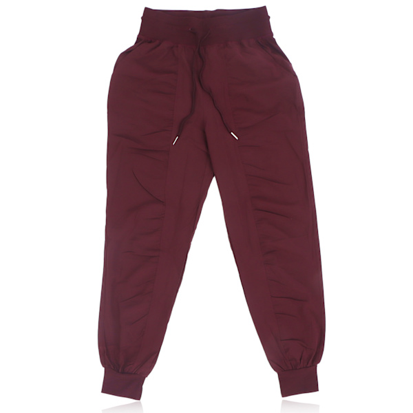 Enkla Joggingbyxor Polyester Lös Casual Bundna Fot Löpning Fitnessbyxor Vinröd XXL