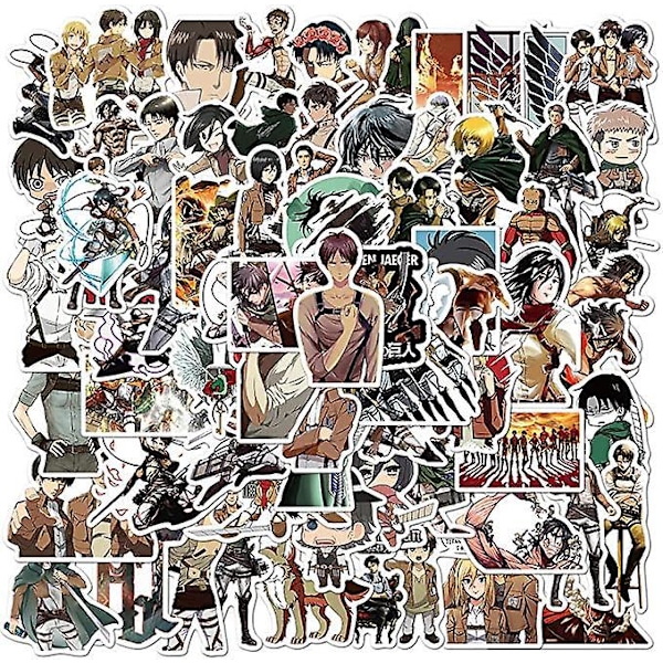 Laptop Sticker Pack 100 Stycken, Attack on Titan Unika Klistermärken Cool Vattenflaska Anteckningsbok Gitarr Skateboard Rese Tonåringar Klistermärken (Attack on Tita